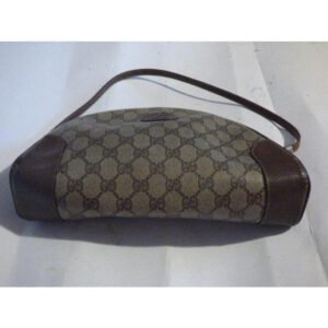 Gucci Vintage RARE, brown Guccissima print coated canvas and brown leather, top zip, hobo style, crescent shaped, shoulder bag with gold hardware | AlmaBagz