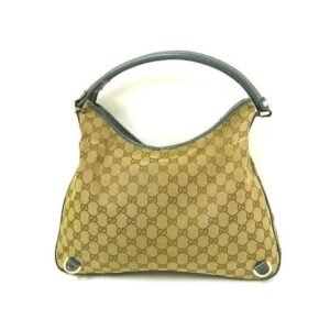 Gucci Abbey Vintage Brown Large G Logo Print Canvas And Teal Green Leather | AlmaBagz