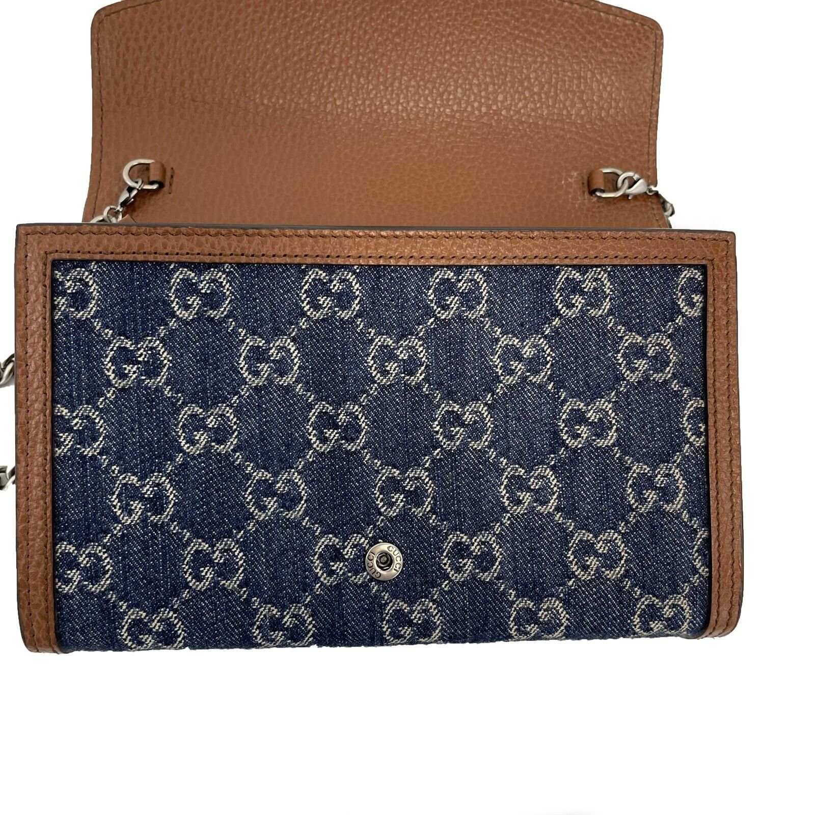 GUCCI - Dionysus GG Denim Shoulder Bag Collection - Blue Brown w/ Shoulder Chain | AlmaBagz - Image 5