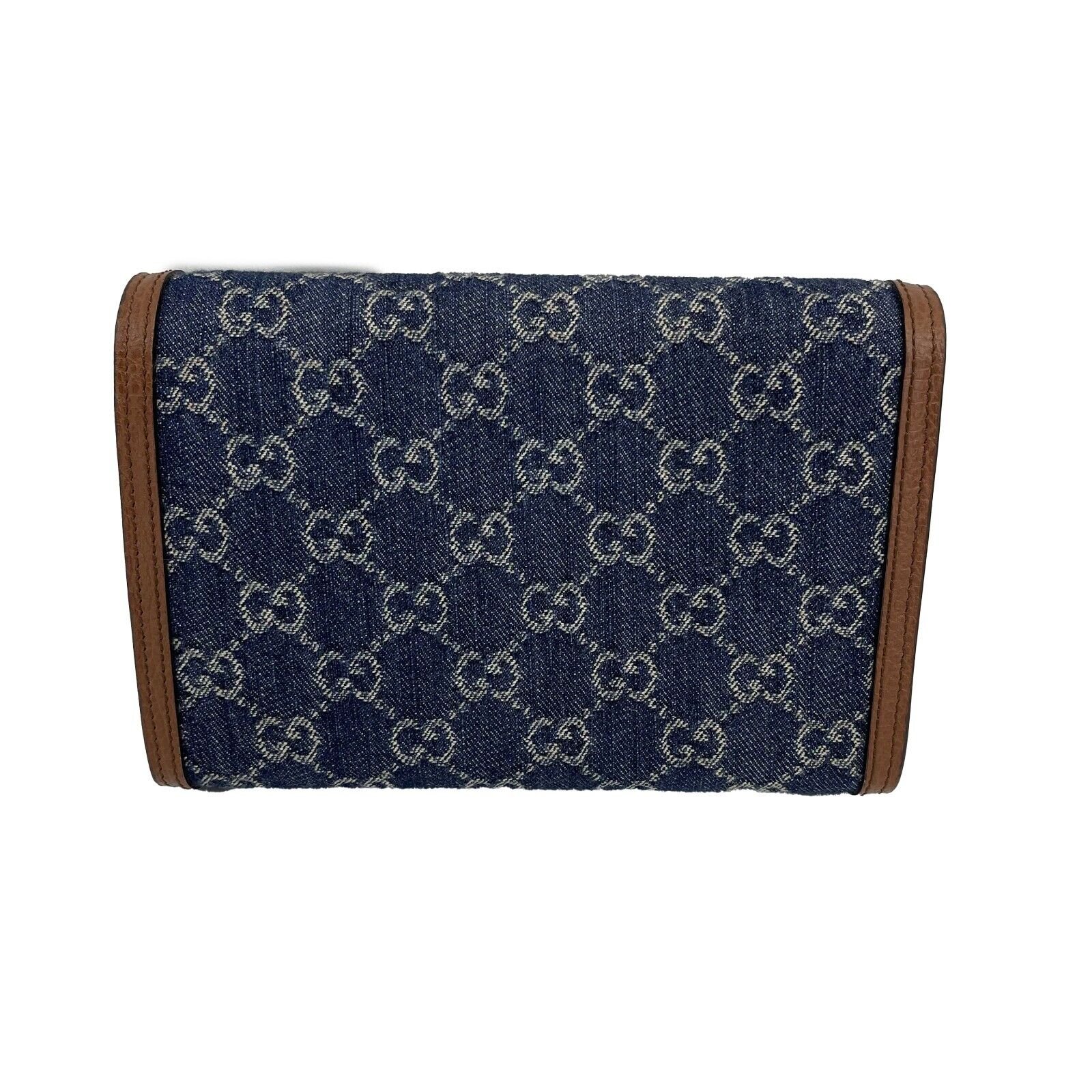 GUCCI - Dionysus GG Denim Shoulder Bag Collection - Blue Brown w/ Shoulder Chain | AlmaBagz - Image 8
