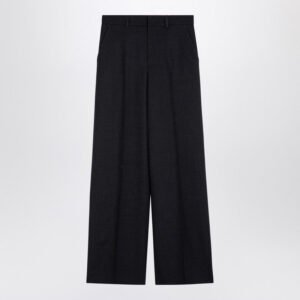 Gucci Dark Grey Wool Wide Trousers Women | AlmaBagz