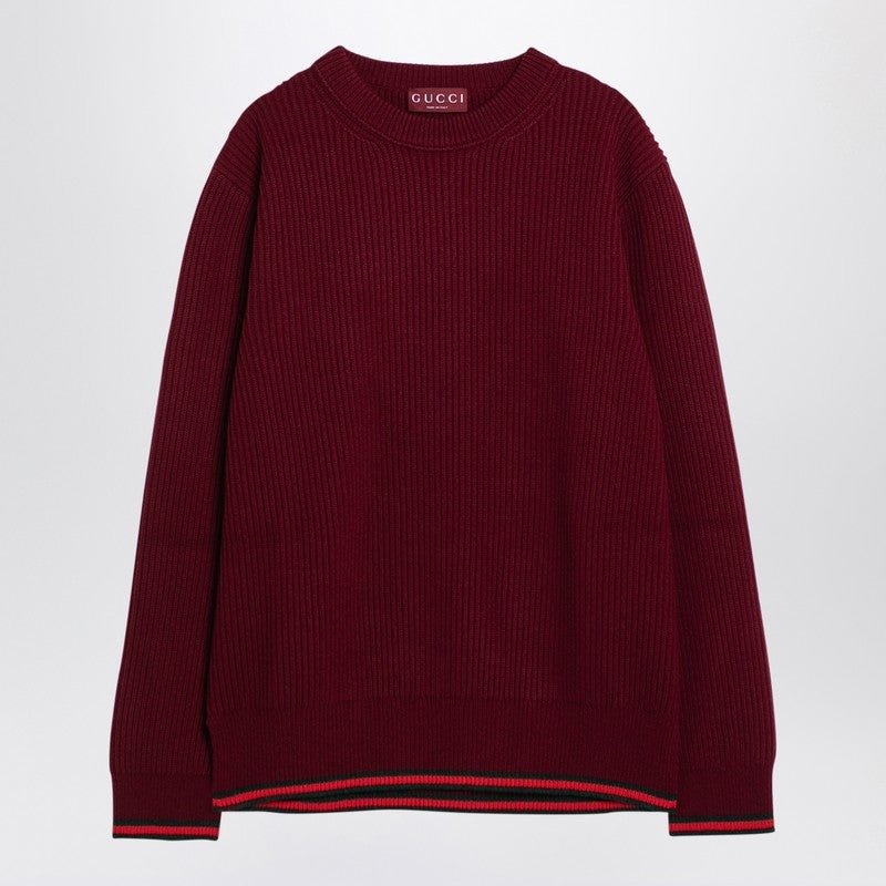 Gucci Burgundy Wool And Cashmere Jumper Men | AlmaBagz