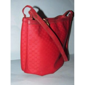 Gucci Vintage Red Small G Logo Coated Canvas And Leather Satchel | AlmaBagz