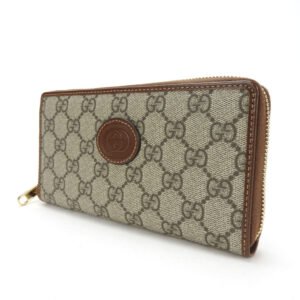 GUCCI Long Wallet Purse 673003 GG Supreme Canvas beige Interlocking G Women Used | AlmaBagz