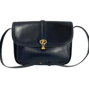 GUCCI Shoulder Bag Calfskin, Leather Navy logo Metal Women Used | AlmaBagz