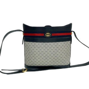 GUCCI Shoulder Bag leather Navy Sherry line | AlmaBagz
