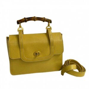 GUCCI Shoulder Bag leather yellow Bamboo Women Used | AlmaBagz