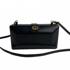 GUCCI Shoulder Bag leather black Old Gucci | AlmaBagz
