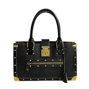 LOUIS VUITTON Handbag leather black logo Metal Shari Fabello Women Used | AlmaBagz
