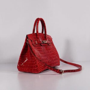Hermes Birkin 30cm Crocodile Leather Bag With Strap Red Gold | AlmaBagz