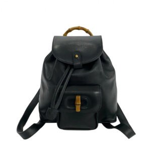 GUCCI Backpack leather black Bamboo | AlmaBagz