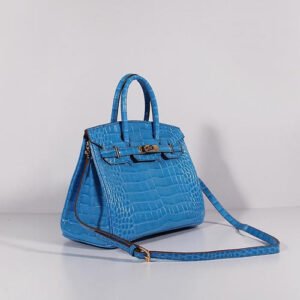 Hermes Birkin 30cm Crocodile Leather Bag With Strap Blue Gold | AlmaBagz