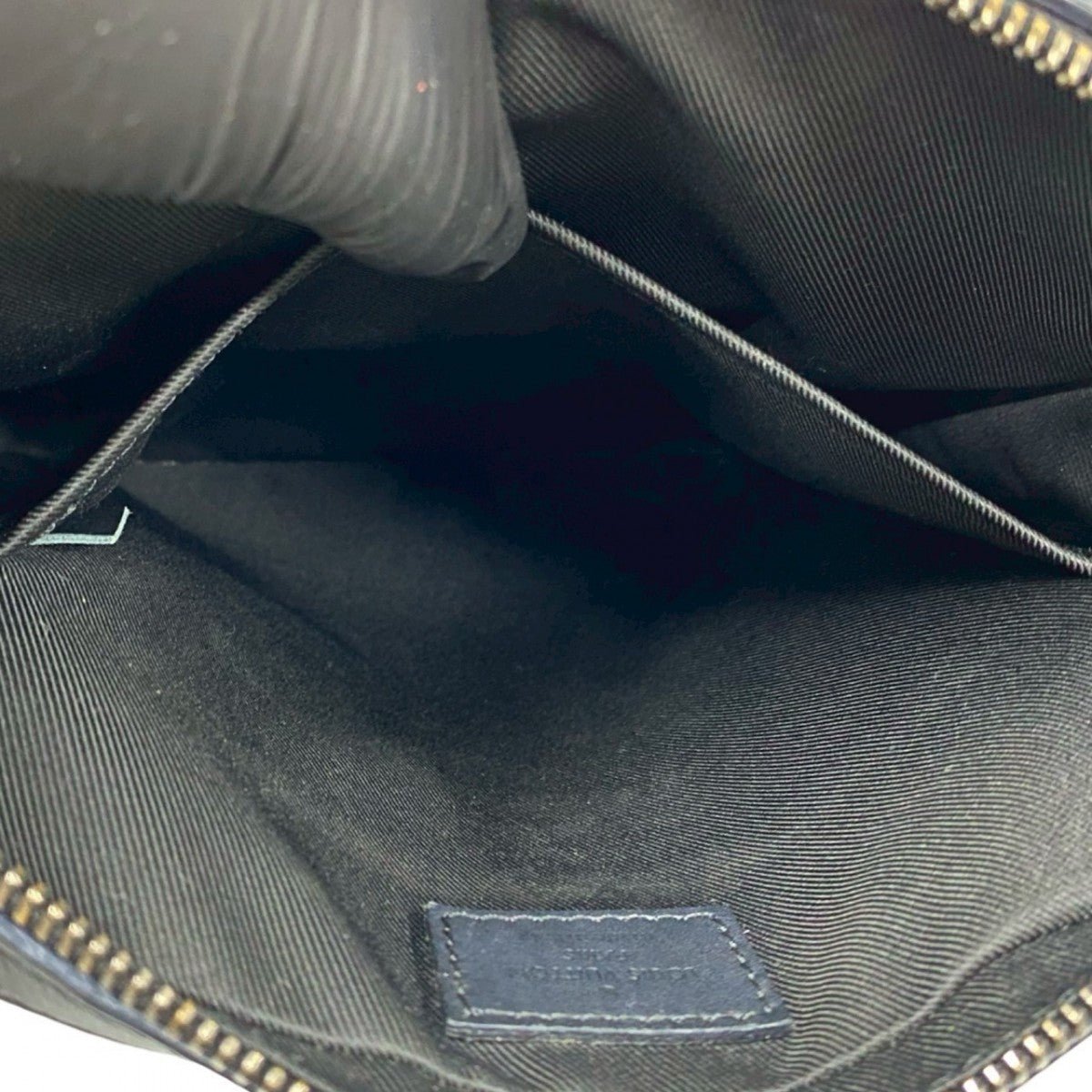 LOUIS VUITTON Shoulder Bag leather black Damier Anfini Pochette District | AlmaBagz - Image 9