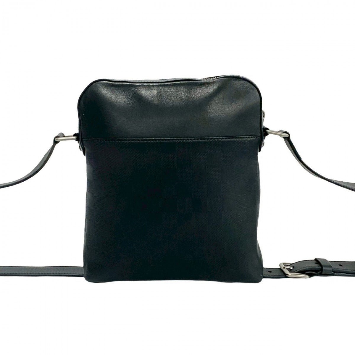 LOUIS VUITTON Shoulder Bag leather black Damier Anfini Pochette District | AlmaBagz - Image 4