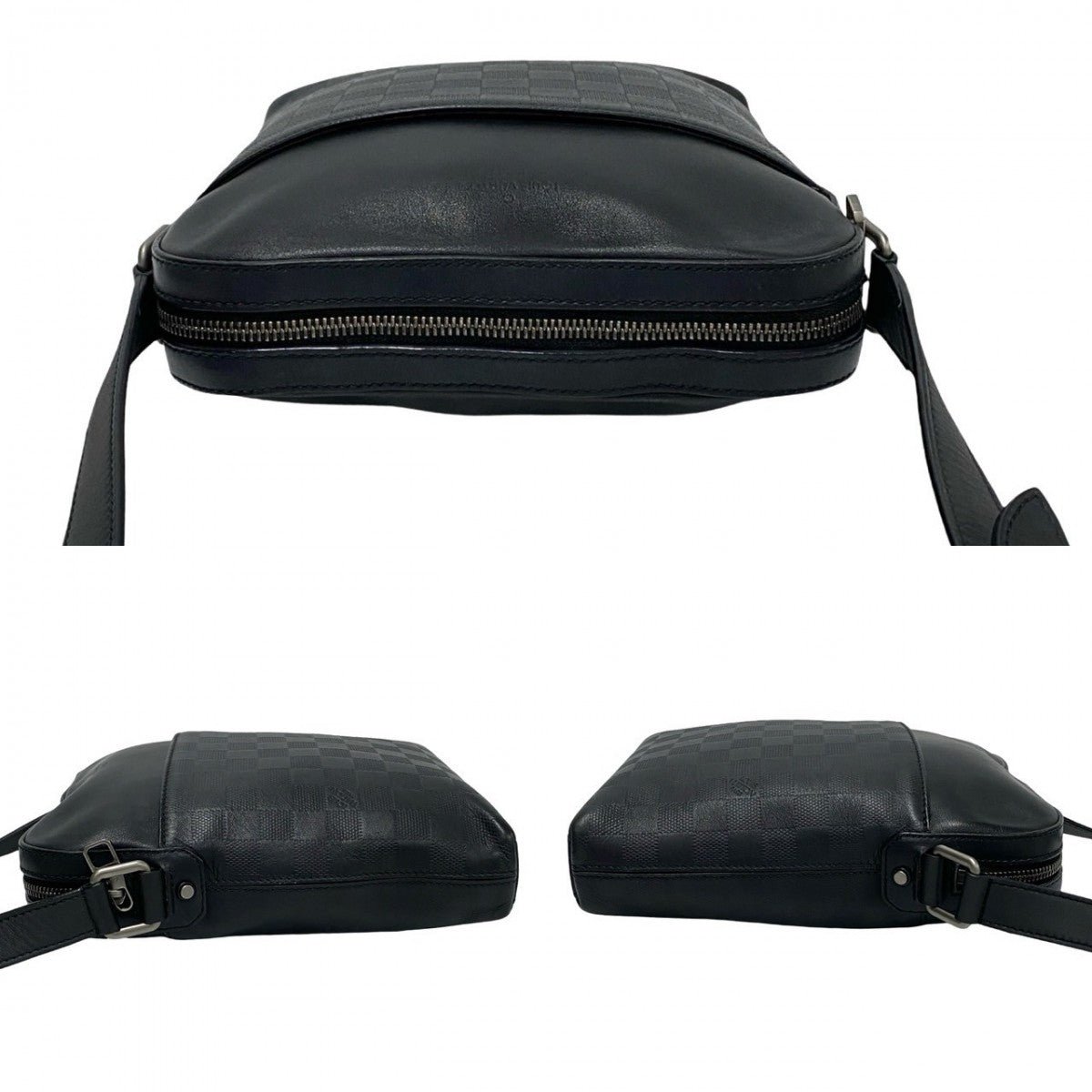 LOUIS VUITTON Shoulder Bag leather black Damier Anfini Pochette District | AlmaBagz - Image 5