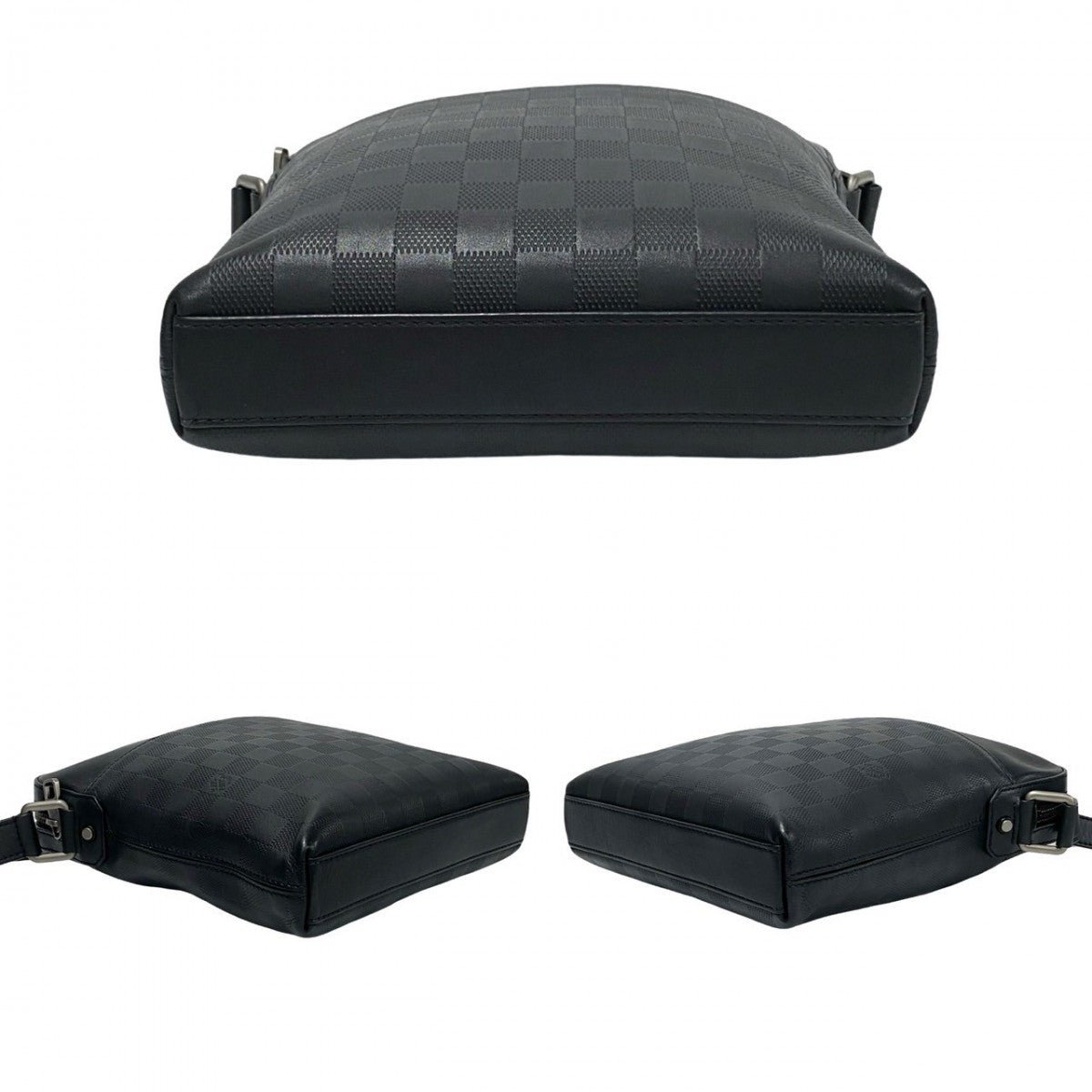 LOUIS VUITTON Shoulder Bag leather black Damier Anfini Pochette District | AlmaBagz - Image 6