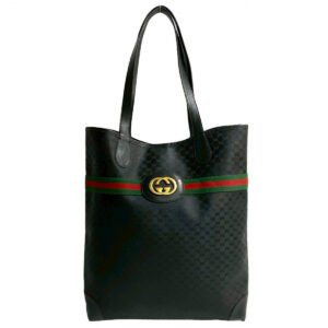 GUCCI Tote Bag leather black Sherry line | AlmaBagz