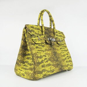 Hermes Birkin 35cm Lizard Pattern Handbag 6089 Yellow/Silver | AlmaBagz