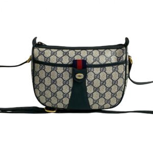 GUCCI Shoulder Bag leather Navy Sherry line | AlmaBagz