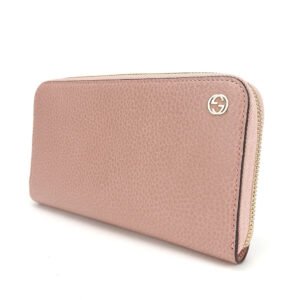 GUCCI Long Wallet Purse 449347 leather pink Interlocking Women Used | AlmaBagz