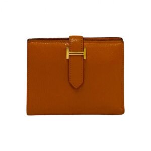 HERMES Bifold Wallet Shave Orange Bean compact | AlmaBagz