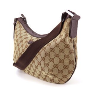 GUCCI Shoulder Bag 181092 GG canvas, leather beige Women Used | AlmaBagz
