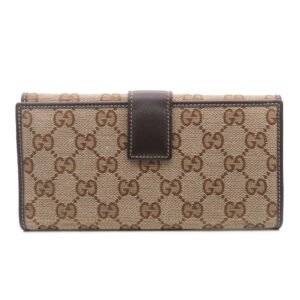 GUCCI Long Wallet Purse 245723 GG canvas, leather Brown Women Used | AlmaBagz