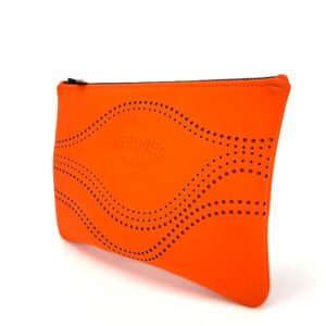 HERMES Pouch Polyamide elastane Orange Neoban Wave MM unisex(Unisex) Used | AlmaBagz