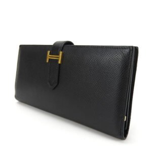 HERMES Long Wallet Purse Epsom black Beansufla | AlmaBagz
