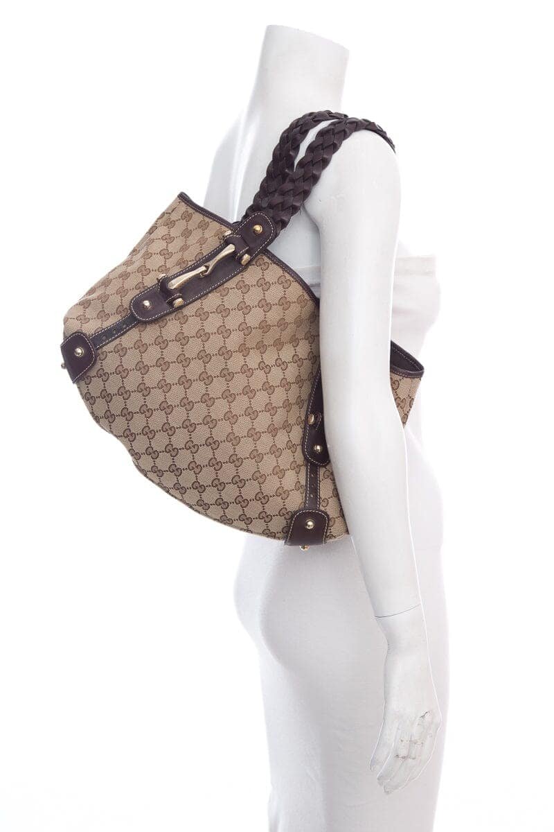 Gucci Brown Monogram Pelham Hobo Handbag | AlmaBagz