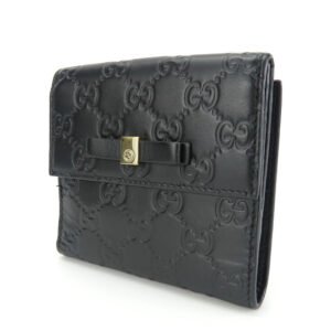 GUCCI Bifold Wallet 406925 Sima leather black Women Used | AlmaBagz