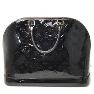 LOUIS VUITTON Handbag M93595 Canvas / patent leather Dark purple type Monogram Vernis Alma GM | AlmaBagz