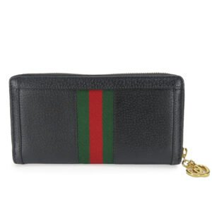 GUCCI Long Wallet Purse 523154 leather black Sherry line | AlmaBagz
