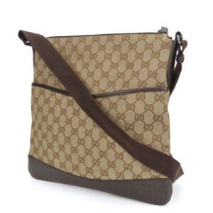 GUCCI Shoulder Bag 145857 GG canvas, perforated leather Brown mens(Unisex) Used | AlmaBagz