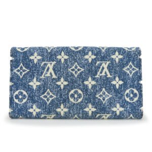 LOUIS VUITTON Long Wallet Purse M81183 Monogram, Jacquard Denim Marine Portefeuille Sarah Women Used | AlmaBagz