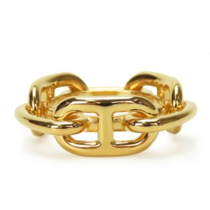 HERMES Scarf ring metal gold Chene Dunkle Women Used | AlmaBagz