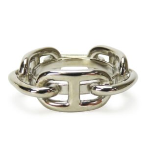 HERMES Scarf ring metal Silver Chene Dunkle Women Used | AlmaBagz