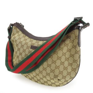 GUCCI Shoulder Bag 182092 GG canvas, leather beige Sherry line Women Used | AlmaBagz