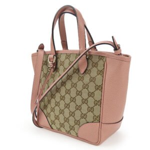 GUCCI Handbag 449241 Leather, GG canvas pink Women Used | AlmaBagz