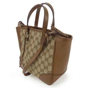 GUCCI Handbag 449241 Leather, GG canvas Brown Women Used | AlmaBagz
