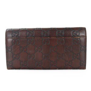 GUCCI Bifold Wallet 146229 Sima leather Dark brown Women Used | AlmaBagz