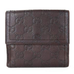 GUCCI Bifold Wallet 190349 Sima leather Dark brown Women Used | AlmaBagz