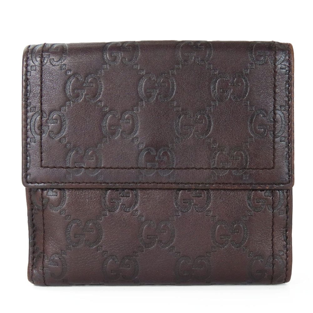 GUCCI Bifold Wallet 190349 Sima leather Dark brown Women Used | AlmaBagz