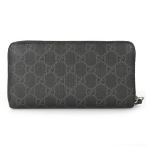 GUCCI Long Wallet Purse 451273 GG Supreme Canvas Black type Zip Around mens Used | AlmaBagz