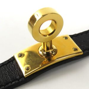 HERMES bracelet Leather, Metal black Kelly Women Used | AlmaBagz