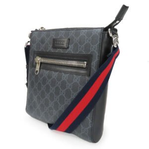 GUCCI Shoulder Bag 523599 GG Supreme canvas, leather black Small messenger bag mens Used | AlmaBagz