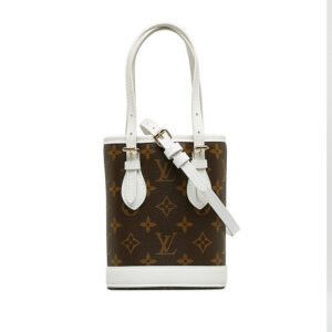 Louis Vuitton Monogram Nano Bucket Handbag 2WAY M81489 Brown White PVC Leather Ladies Louis Vuitton | AlmaBagz