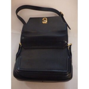 Gucci Vintage Navy Leather Shoulder Bag | AlmaBagz