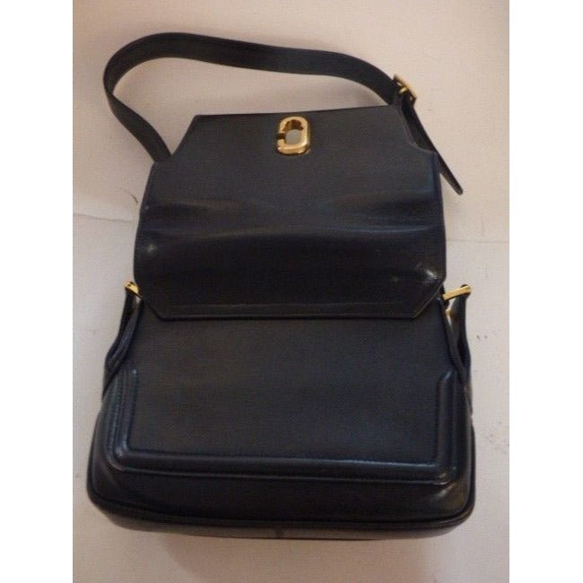 Gucci Vintage Navy Leather Shoulder Bag | AlmaBagz