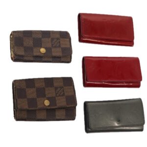 LOUIS VUITTON Damier Ebene Vernis Key Case 5Set Gray Pomme D'amour LV Auth 85754 | AlmaBagz